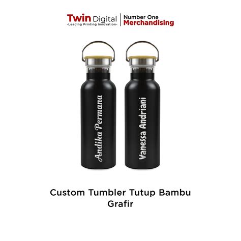 Jual Twindigital Tumbler Bambu Termos Stainless 500ml Custom Nama