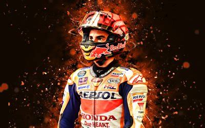 Descargar marc márquez 4k naranja luces de neón el equipo repsol