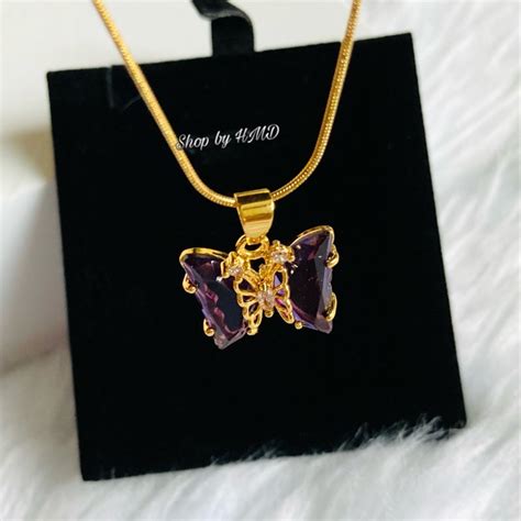 Purple Butterfly Necklace Nabi Nevertheless With Free Box 18k Gold