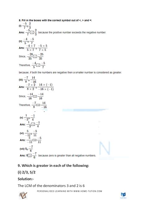 Ncert Solutions For Class 7 Maths Chapter 9 Rational Numbers