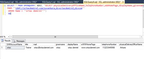 SQL Server Sorguları İle Active Directory den Veri Çekme Ortaç DEMİREL