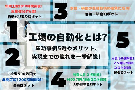 工場の自動化 ファクトリーオートメーション とは？成功事例5選やメリット、実現の流れを一挙解説！ 」 船井総研 工場