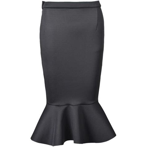 Choies Black Midi Pencil Skirt With Flounce Hem Midi Skirt Pencil