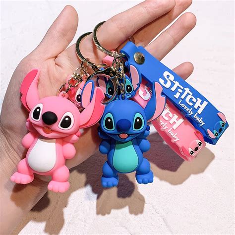 Disney Lilo Stitch Keychain Cute Cartoon Figure Stitch Silicone Pendant