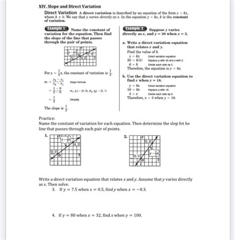 Answered Xiv Slope And Direct Variation Direct Bartleby