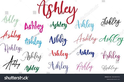 Ashley Girl Name Multi Fonts Typography Stock Vector (Royalty Free ...