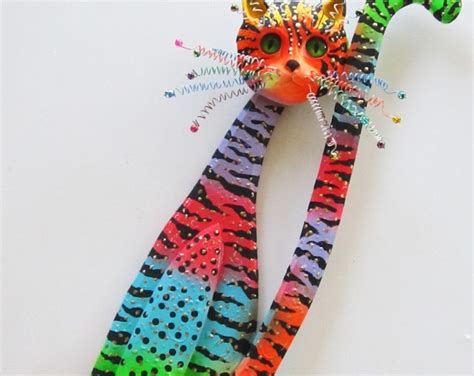 Colorful Cat-whimsical Cat-cat Wall Decor-wood Cat Art - Etsy