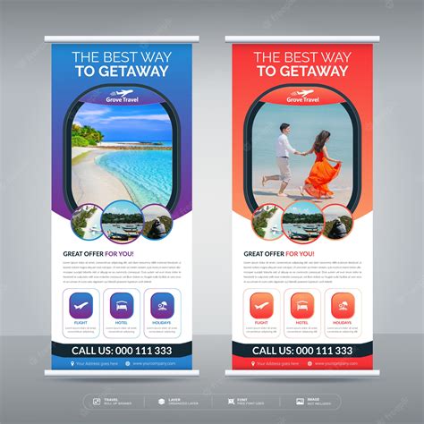 Premium Vector Travel And Tourism Roll Up Banner Design Template