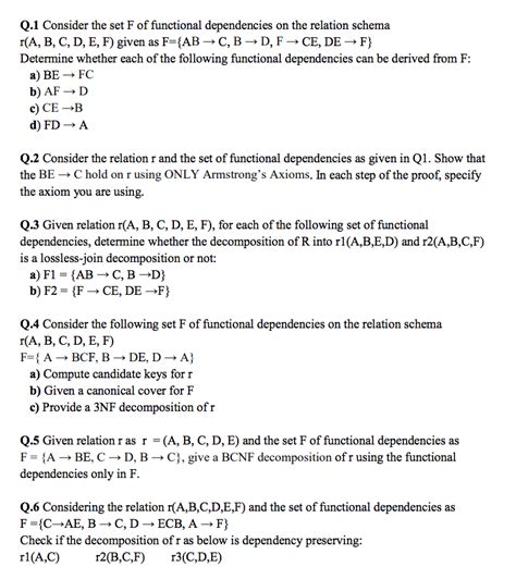 Q Consider The Set F Of Functional Dependencies On Chegg