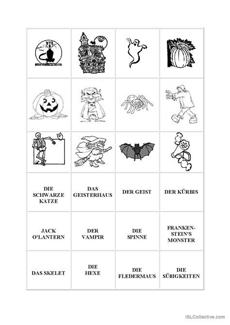 HALLOWEEN MEMORY Deutsch DAF Arbeitsblätter pdf doc