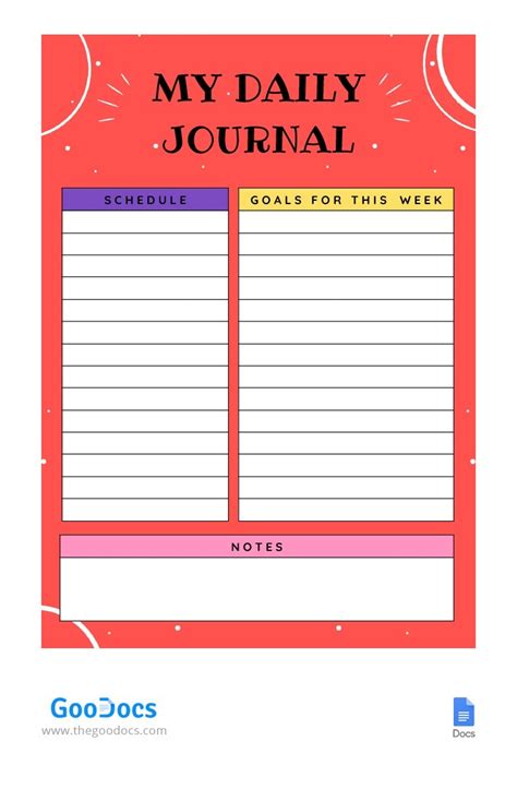 Free Daily Journal Template In Google Docs