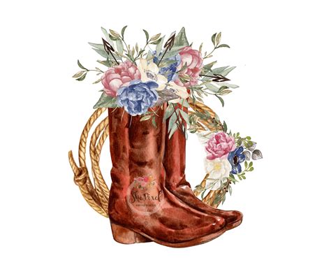 Cowgirl Boots Png Watercolour Boots Cowgirl Shirt Design Sublimation