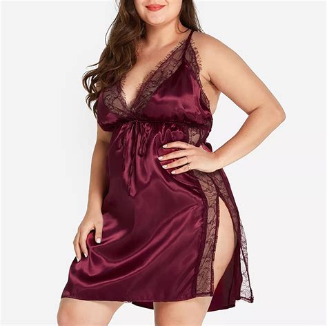 Onlyliua Lingerie For Women Women S Solid Color Plus Size Lace Patchwork V Neck Satin Suspender