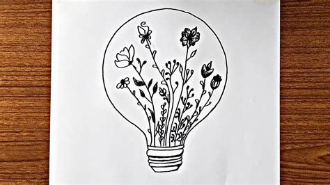 How To Draw Flowers In Light Bulb Step By Step For Beginners Creative