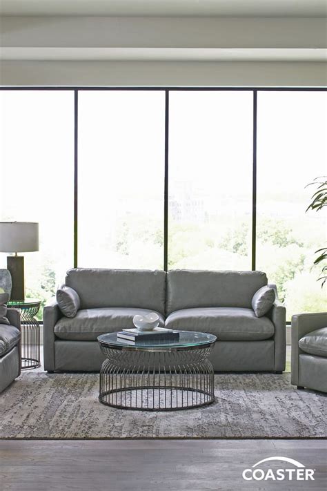 Grey Leather Sofa Set | Grey leather sofa, Leather sofa set, Living ...