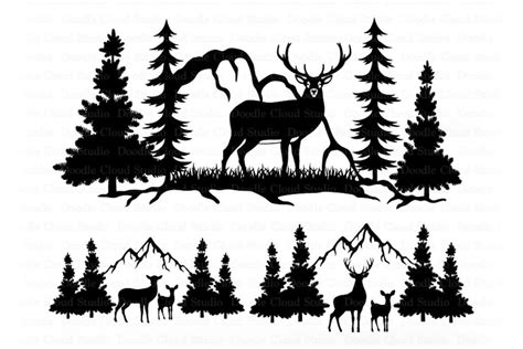 Deer And Mountains Svg Files For Silhouette Cricut Wildlife Svg