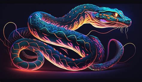 Premium Photo | Colorful snake animal neon illustration image ai ...