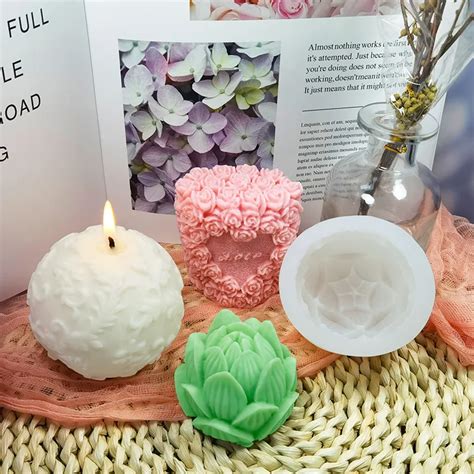 Rose Lotus Candle Silicone Mold Diy Handmade Soap Silicone Mold Ball