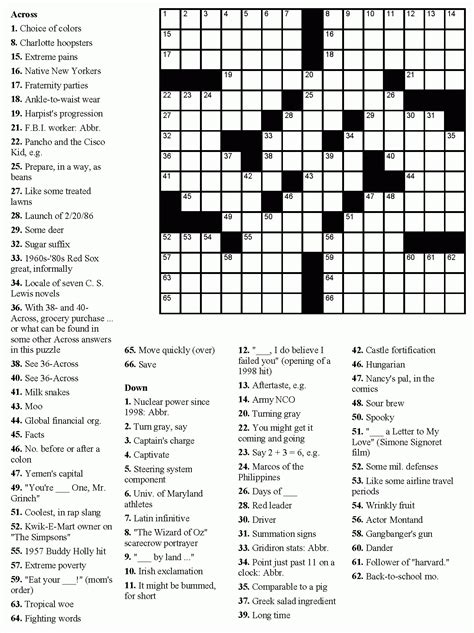 Printable Celebrity Crossword Puzzles - Printable Crossword Puzzles