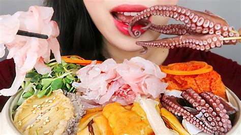 Asmr Korean Seafood Mulhoe 물회 먹방 Eating Sounds Mukbangㅣhongyu Asmr 홍유 먹방 Youtube