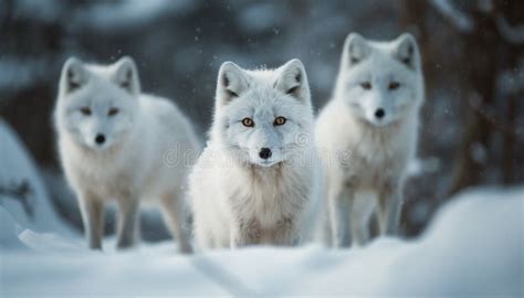 Cute Wolf Pups in Snowy Arctic Forest Generated by AI Stock ...