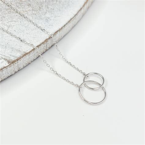 Sterling Silver Interlocking Circle Necklace Infinity Circle Necklace