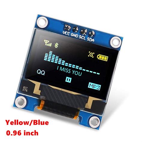 Tela Lcd Para Arduino Oled Iic Branco Amarelo Azul Azul M Dulo I C