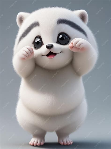 Premium Photo | Fat baby white raccoon cartoon cute full body