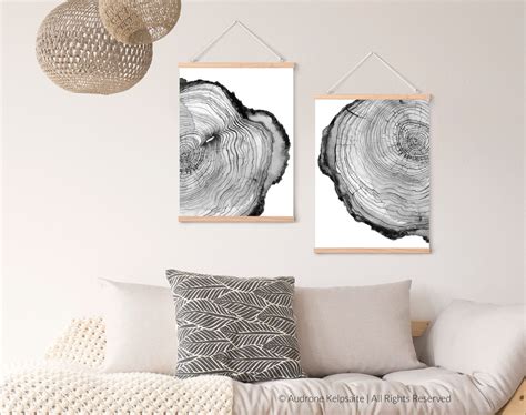 Tree Ring Printable Wall Art Set Of Tree Stump Instant Etsy