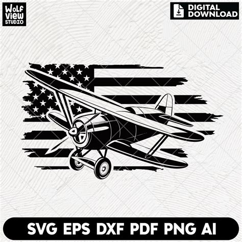 Us Biplane Svg Airplane Svg Aeroplane Svg Aircarft Svg Usa Plane