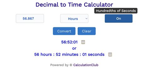 Decimal to Time Calculator