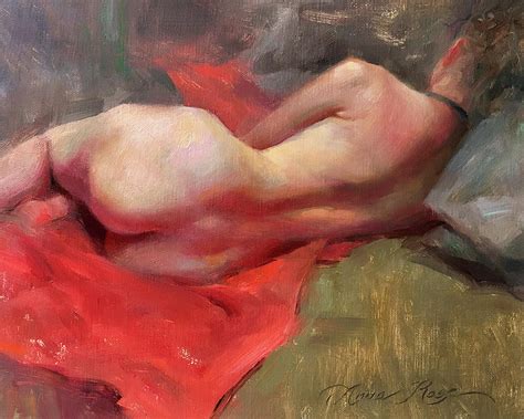Nude On Red Painting By Anna Rose Bain Fine Art America