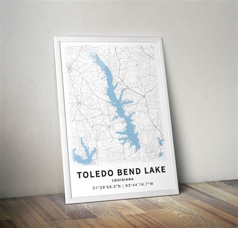 Printable Map of Toledo Bend Reservoir Louisiana United - Etsy