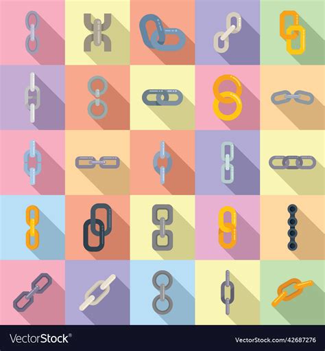 Chain Link Icons Set Flat Bike Royalty Free Vector Image