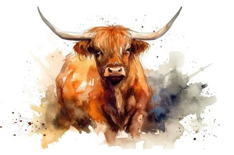 Premium AI Image | A painting of a bull with horns and a big horn.