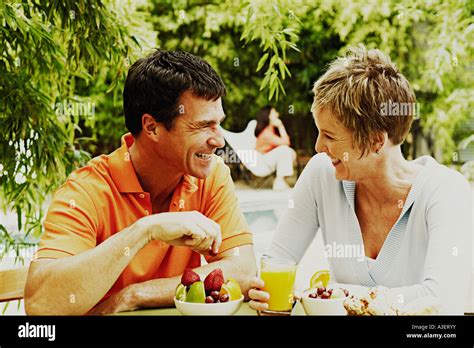 Close Up Of A Mature Couple Having Breakfast Stock Photo Alamy