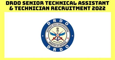 Drdo Senior Technical Assistant And Technician Recruitment 2022 Apply Online For 1901 Vacancies