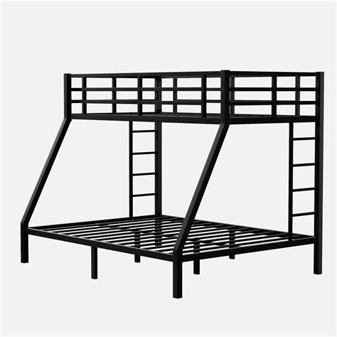 Twin Xl Over Queen Bunk Bed Frame Heavy Duty Metal Bunk Beds With With 2 Side Ladders