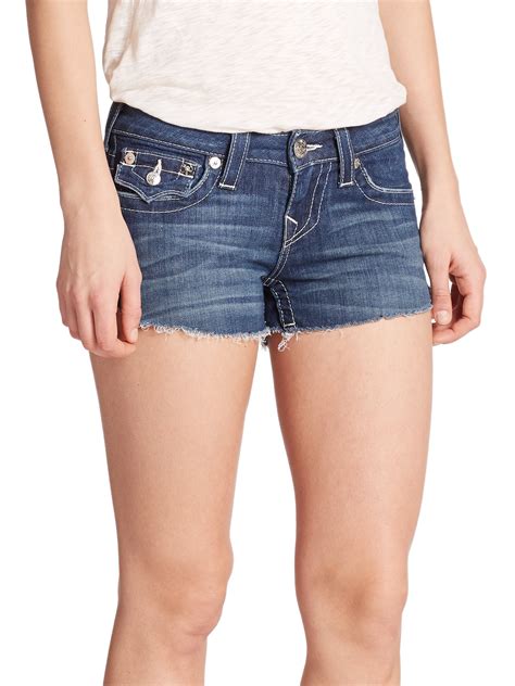 Lyst True Religion Joey Cut Off Denim Shorts In Blue