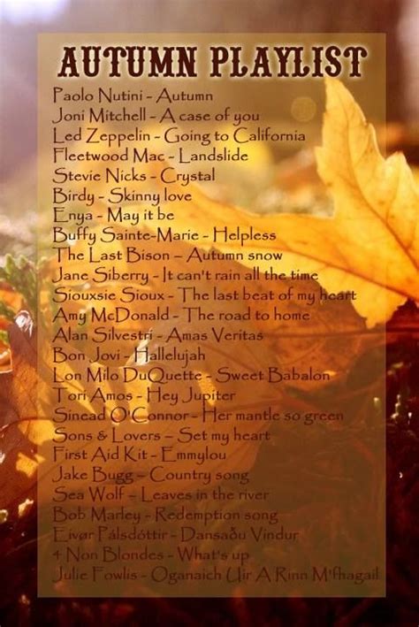 Autumn Playlist by #selyraven | Fall music, Fall playlist, Music love