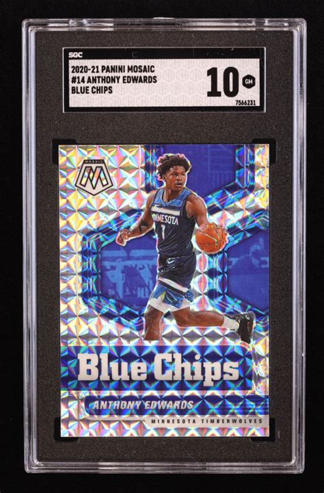 Anthony Edwards Panini Mosaic Blue Chips Mosaic Rc Sgc