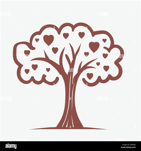 Tree With Heart Leaves Vector Art Captivating Nature Love Illustration