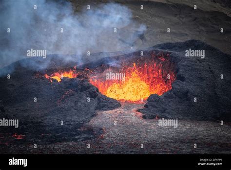 Eruption Of The Meradalir Volcano Reykjanes Peninsula Iceland August