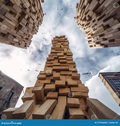 Epic View Of Jenga Tower Toppling Down Generative AI Stock