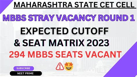 MBBS Expected Cutoff Stray Round 1 Maharashtra State MBBS Seat Matrix