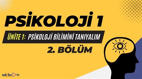 Seçmeli Psikoloji 1 Ünite 1 Psikoloji Bilimini Tanıyalım 2 Bölüm