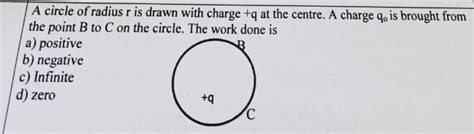 A Circle Of Radius R Is Drawn With Charge Q At The Centre A Charge Q