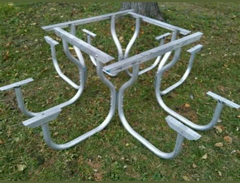 Aluminum sq.top picnic table frame- frame only – Rosendale picnic tables