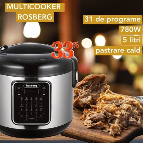 Multicooker Cu Gatire Sub Presiune Lenta 5 Litri 780W Mentine Cald