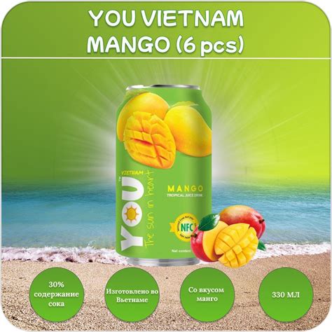 YOU VIETNAM / Тропический сок / Манго 30 % , 6 банок х 330 мл - купить ...